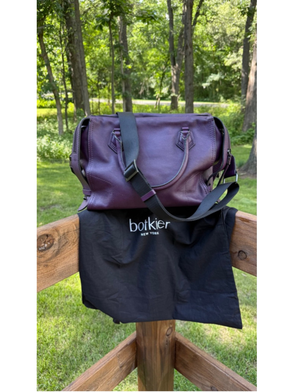 Botkier New York Leather Satchel/Crossbody Bag – Rich Plum Purple
